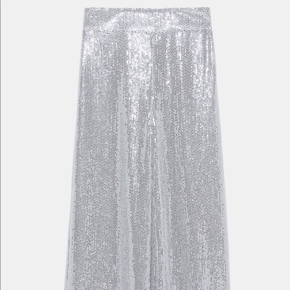 NWT’S Zara Silver Sequin Culottes Size Small & XS - Picture 8 of 8